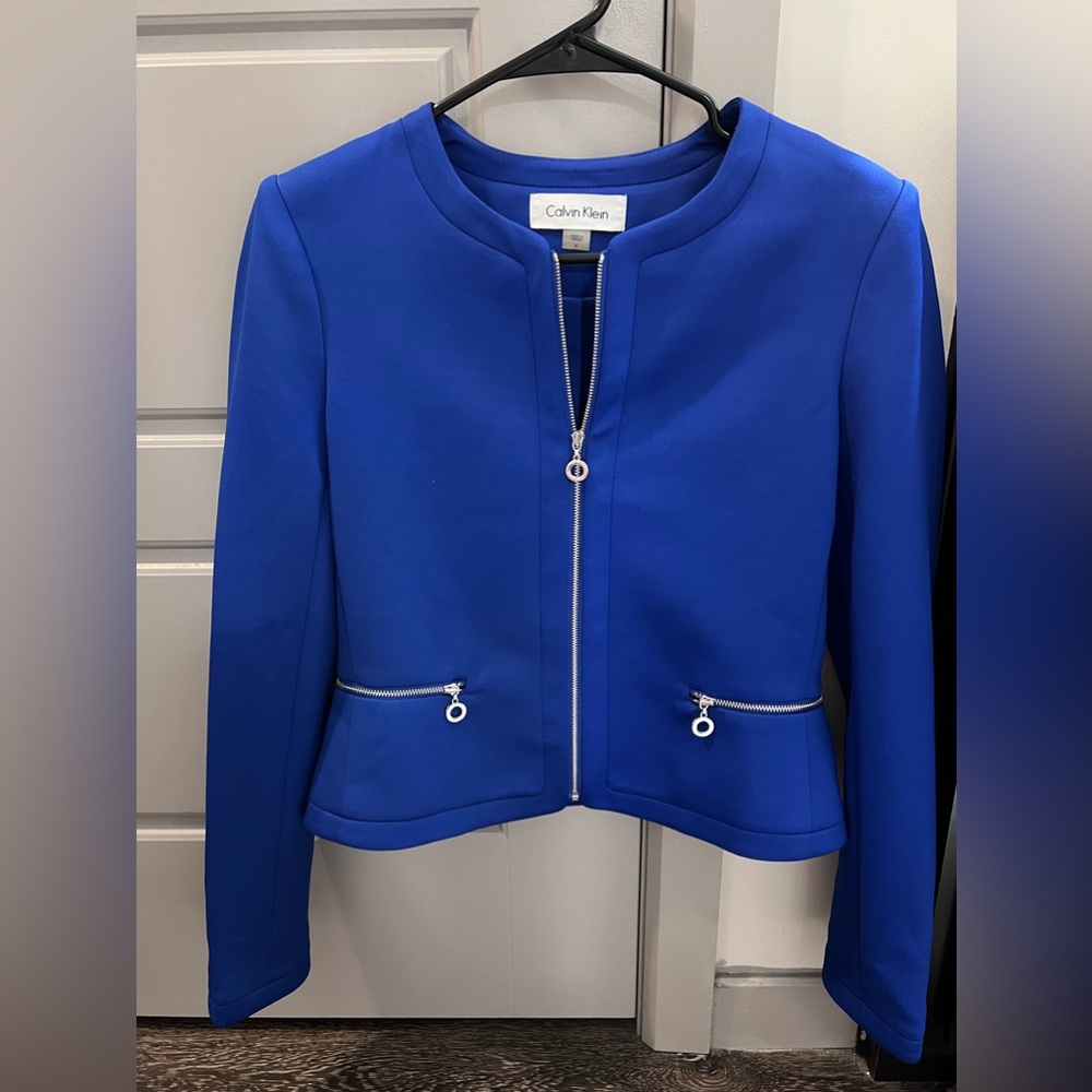 Calvin Klein Royal / Cobalt Blue Zip Blazer